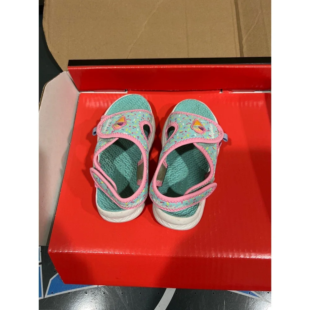 Skechers Girls Ice Cream Sprinkle Sandals Pink Blue Water Shoes 302722N Size 9